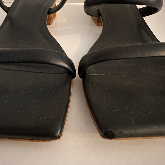 Cult Gaia Black Liz Leather Strappy Slide Women’s Sandals Bamboo Heel Size 39 9 - Picture 5 of 9
